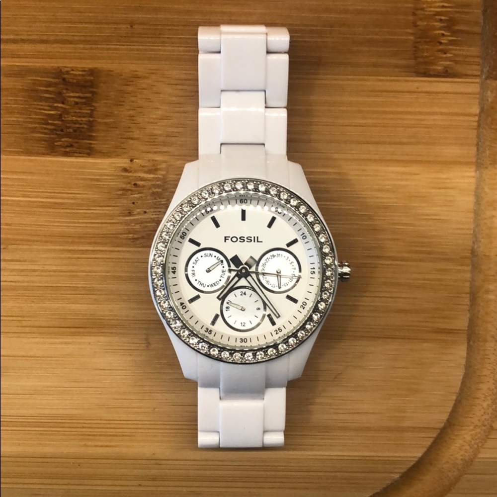 White fossil watch